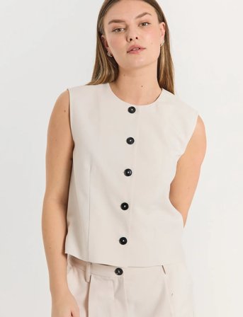 FREE/QUENT Fqmaeve-Waistcoat - Cream - L