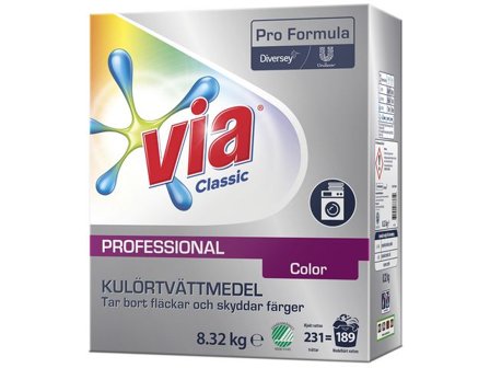 VIA Tvättmedel Pro Formula Color 8,32kg - Lyreco - Städ och hygien - Tvättmedel och klädvård - Tvättmedel