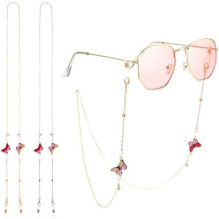 2 ST Butterfly Beaded Glasögonremmar Mask Lanyard Halsband Glasögonhållare Kedja