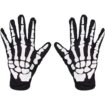 Halloween-tillbehörshandskar, full finger-skeletthandskar