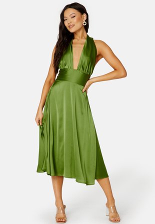 Bubbleroom Occasion Finelle Halterneck Dress Green Vaatteet