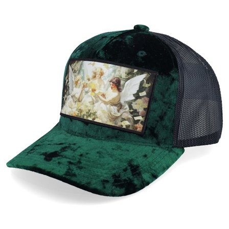 Calza Pennello - Zelená trucker Kšiltovka - Angels & Money Velvet Green/Black A-frame Trucker @ Hatstore
