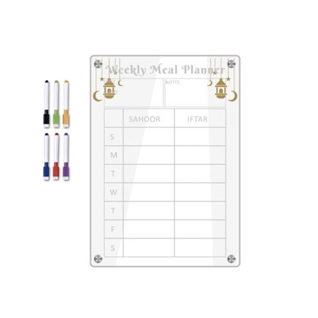 Ugekalender Planner Akryl Magnetisk Køleskab Ramadan Måltidsplanlægger Memo Board