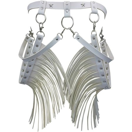 Dame Kroppssele Strømpebånd Punk Lær Midjebelte med Frynser Gotisk Ben Duskbelte for Kjole Festival Dans Kostyme