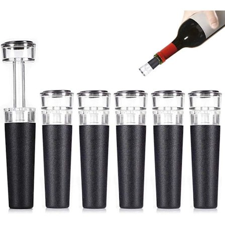 6-pack vakuumvinproppar, återanvändbara vinflaskeproppar med inbyggd vakuumpump, läckagesäker vinflaskeförslutare