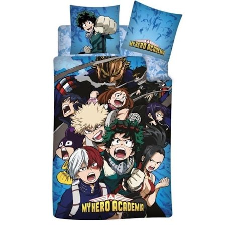 Sängkläder - My Hero Academia - 3 st - 100% Bomull - Påslakan 140x200 cm - Kan tvättas i maskin