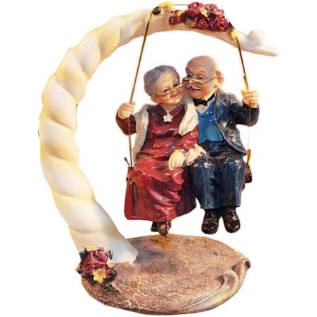 Kreativ handgjord staty i harts av äldre par