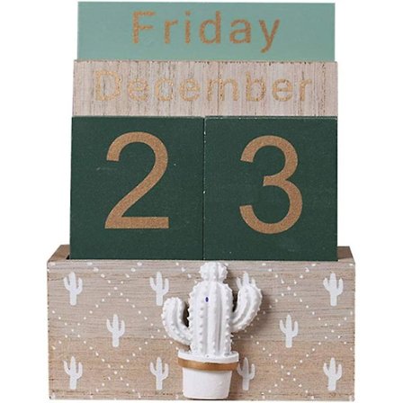 Puinen Ikuinen Kalenteri, Vintage Puinen Lohko Ikuinen Kalenteri Työpöydän Tarvike Kuukausi Viikko Päivä Lohko