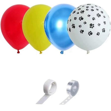 Ballonguirlandesæt med hundepoter, rød, gul, metallisk blå latexballon til fest