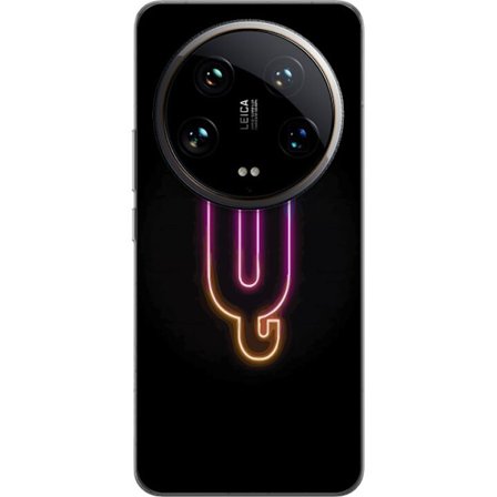 Kompatibelt Mobildeksel til Xiaomi Xiaomi 14 Ultra Minimalistisk neonbokstav Q i skinnende farger mot mørk bakgrunn