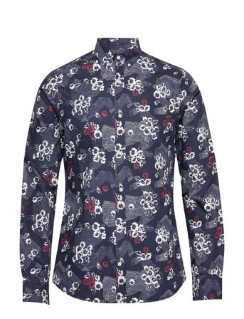 D1. Line Shirt Hero Print Slim Bd Blue GANT