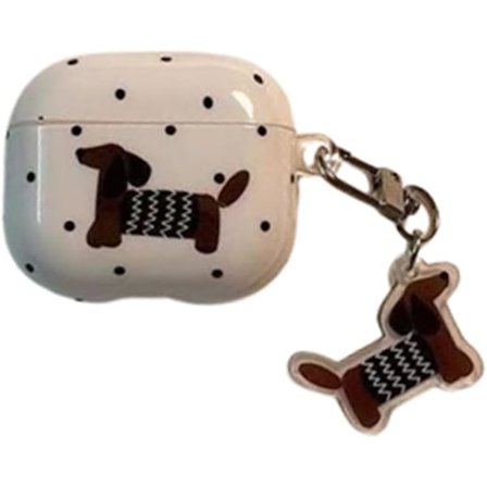 PC Øretelefondeksel for AirPods 4. generasjon (2024) med valpeanheng, søtt tegneserieaktig morsomt dachshund-design for AirP[CP]