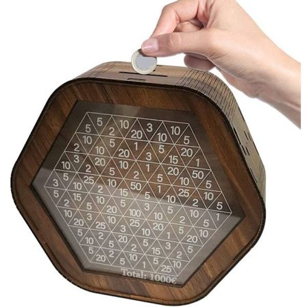 2 stk. Sparebøsse 6 Polygoner Voksen Pengeboks til Kontantbesparelse med Nummerdiagram til Ferie Bryllup Uddannelsesfond