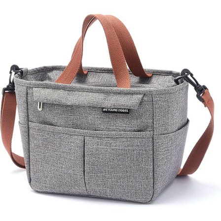 Madpakke, Isoleret Madpose, Mini Isoleret og Vandafvisende Madpose, Bærbar Isoleret Madpose, Madpose til Picnic/Skole/Kontor (Grå)