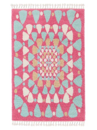 Momo 140X200 Klein Dunkelrosa/Minzgrün Teppich