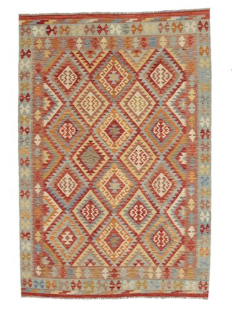 Itämainen Kelim Afghan Old Style Matot Matto 174X246 Ruskea/Vihreä Villa
