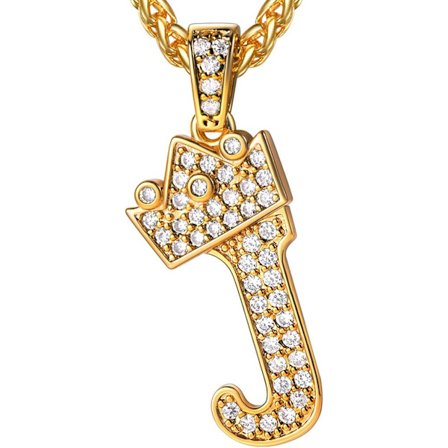 Krone Initial A-Z Halskæde, Iced Out Bogstav Vedhæng med 22-24 Tommer Kæde, Mænd Kvinder Bling Hip Hop Alfabet Navn Smykker Gave Store Initialer 