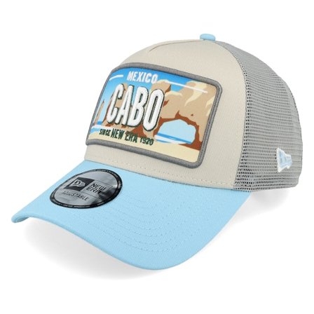 New Era - Beige trucker Cappellino - License Plate Mexico Stone/Sky A-Frame Trucker @ Hatstore