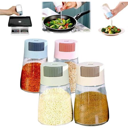 4 KPL Suola- ja pippurisirottimet Tarkka kvantitatiivinen painotyyppi, 0,5 gramman annostelija, kvantitatiivinen suolan säätöpullo, maustepurkit 