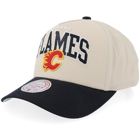 Mitchell & Ness - Calgary Flames Pro Crown NHL Sand/Black/Grey A-Frame Adjustable Adjustable Beige Cap - NHL @ Hatstore