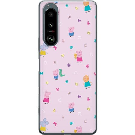 Yhteensopiva Puhelinkuori Sony Xperia 5 III Äiti Porsas vauvan rakastava Peppa Pig -kuvitus pehmeissä väreissä lapsiaiheisiin
