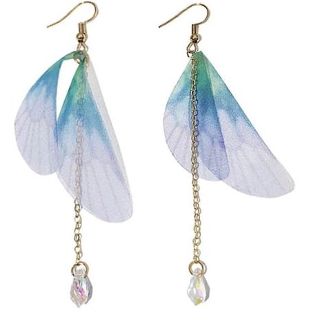 Boheme Lette Unikke Asymmetriske Sommerfuglevinge Øreringe med Lang Perlevedhæng Chiffon Stof Guldsmedvinge Øreringe Tråd til Kvinder Piger Ferie