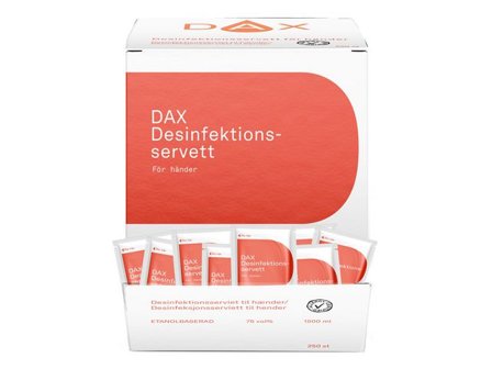 DAX Desinfektionsservett singelpack 250/fp - Lyreco - Städ och hygien - Desinfektionsmedel - Desinfektionsservetter