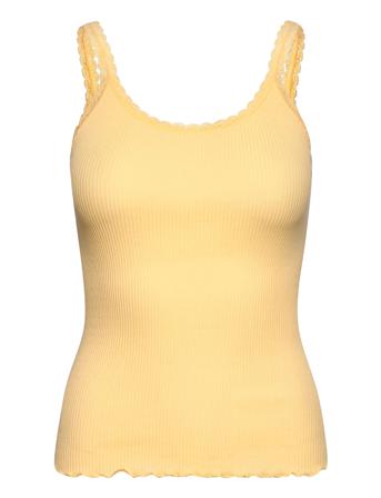 Cotton Top Regular W/ Lace Top Ærmeløs Top Gul Barbara Kristoffersen By Rosemunde