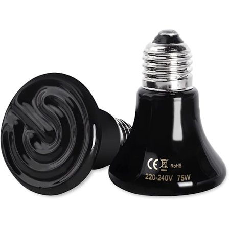 E27 75W Varme Keramik Pære Hvid Keramik Varmelampe 220-240V Varme Infrarød Lampe Til Kylling Reptil Skildpadde Hvalp Kanin Terrarium (2 stk)