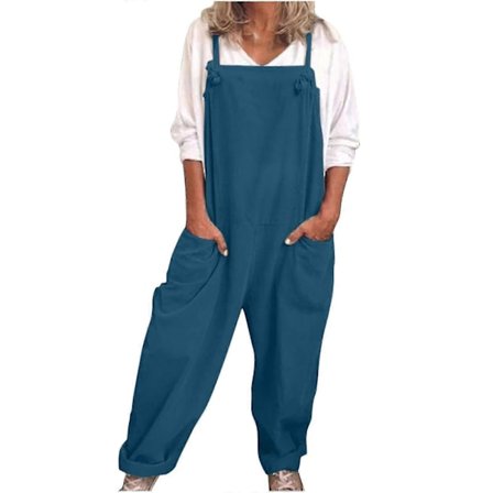 Dame Overall Casual Løse Buksedragter Romper Baggy Playsuit Bomuld Og Linned Jumpsuit TA