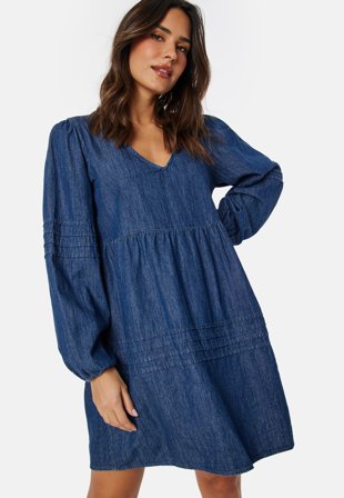 VILA Virowie L/S V-Neck denim dress Medium Blue Denim Klær