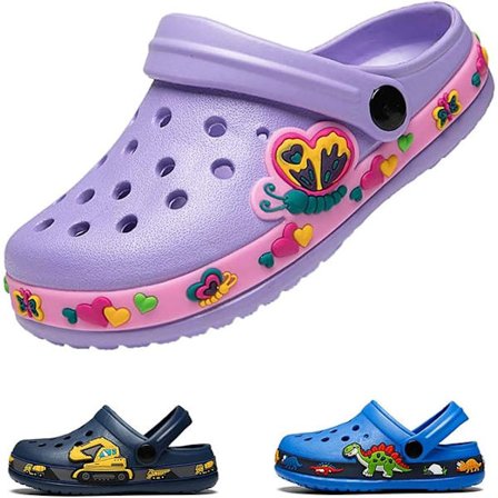 Unisex børnetøfler, dinosaurdesign, størrelser 24-30 (EU), badesko i gummi, hjemmesko til drenge og piger.