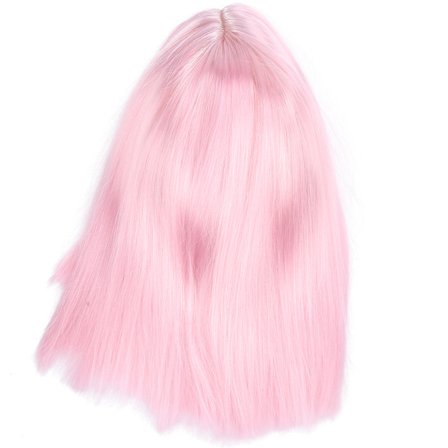 Kort Lige Pink Paryk 35cm 13.8in Åndbar Elastisk Rem til Fest Cosplay Daglig Brug