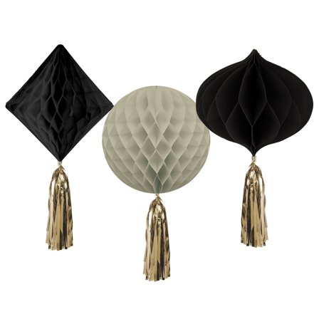 Hængende Honeycombs Sort/Cremehvid 3-pak