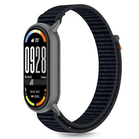 Tech-Protect Nylon Pro Strap for Xiaomi Smart Band 8/9/10/NFC - svart og oransje
