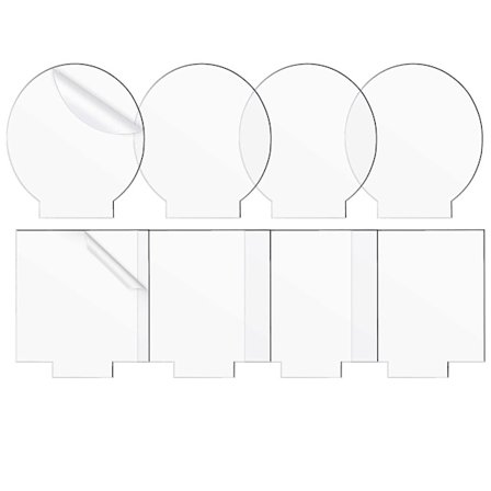 8 st akrylskivor för LED-ljusbas, 2 mm runda fyrkantiga transparenta plastakrylskivor, plexiglasskivor med skyddande film för skylt