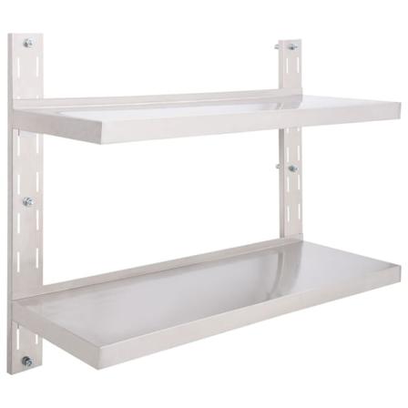 Vidaxl Svävande Vägghylla 2 Plan Rostfritt Stål 100x30 Cm Grå