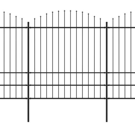 Vidaxl Trädgårdsstaket Med Spjuttopp Stål (1,75-2)x6,8 M Svart Svart
