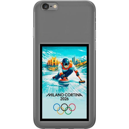 Yhteensopiva Puhelinkuori Apple iPhone 6s Jääkiekkoilukuva, jossa pelaajat liikkuvat jäällä, Milano Cortina 2026, Milanin maamerkit ja olympialaisten