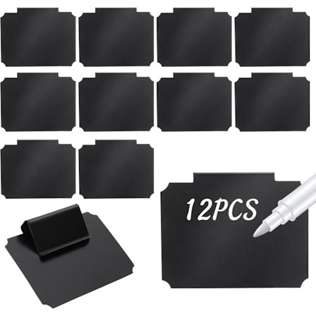 Kurveetiket Clip On 12 STK, til Opbevaringskasser, Aftagelige Sorte Spisekammer Kurve Markør Clips På Mærker, til Beholdere Organisation