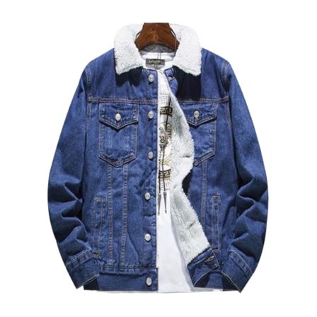 Herre Denim Jakke med Sherpa Fôr - Tykk og Varmt