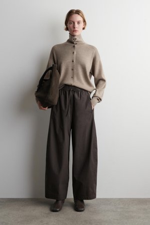COS Femme Pantalon Barrel Taille Élastiquée in Marron