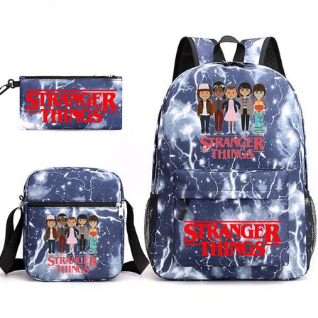 Strange Tales Stranger Things Bag Ryggsekk Utrikeshandel Tredelt Canvasveske Diagonal Bag Lightning Blue 5 Tredelt Dress