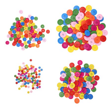 400 stk. Træknapper DIY Håndværk Rund Form 4 Huller Syknapper til Håndarbejde Kunst