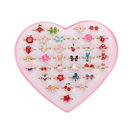 36 stk. Legetøj Børn Piger Fingerringe Festartikler Smykker Legetøj Fingerring Tegneserie Ring Pink 1,5X1,5cm