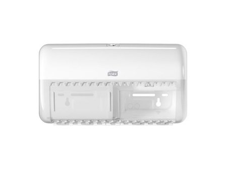 TORK T4 traditionell dispenser för toalettpappersrullar, rymmer två toalettrullar, plast, vit - Lyreco - Städ och hygien - Toalettpapper och 