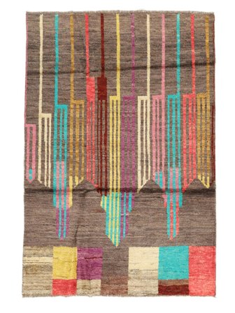 Hand Knotted Berber Colourful Rug 117X175 Wool Brown/Red Small