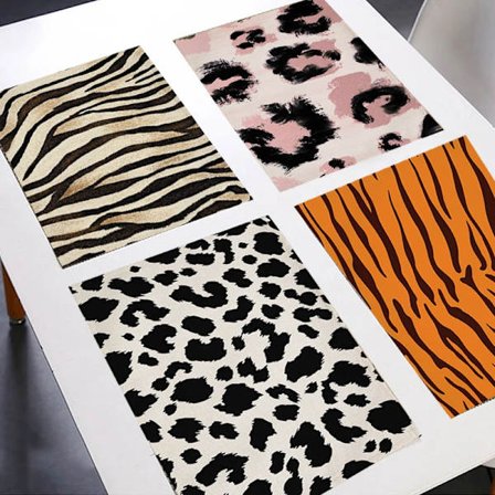 Animal Snake Pattern Drink Coasters Table Mats for Dining Table Placemat Geometric Zebra Cotton Linen Kitchen Placemat Home Deco