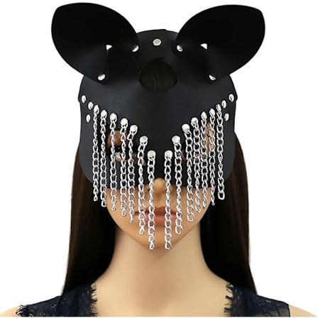 Catwoman-maske, sexy maske for kvinner, karnevalsmaske, svart PU-lær