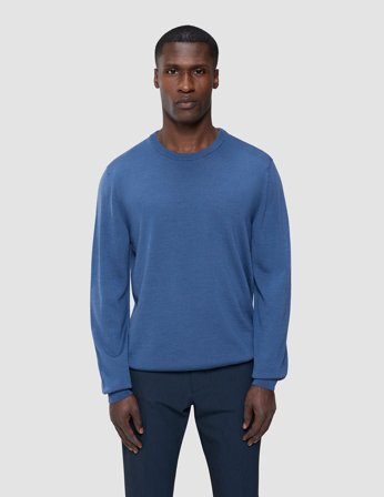 Shaping New Tomorrow - Seamless Premium Merino Knit Crewneck - Dusky Blue - Herr - Storlek L